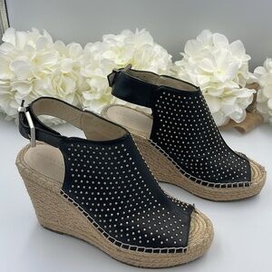 Kenneth Cole, New York, Olivia 3 gold, studs, braided sandals wedge size 6.5